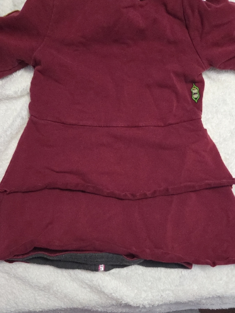 Girls' Maroon Hooded Puffer Jacket with Pink Trim - Picture 6 of 7